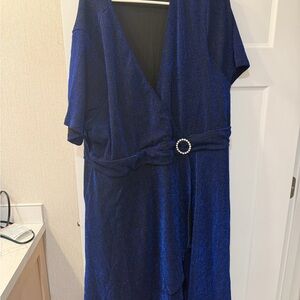 Elegant Blue Wrap Dress